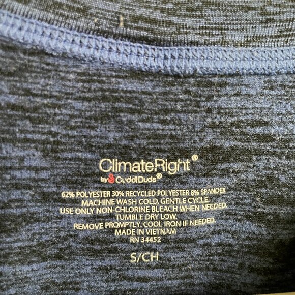 Cuddl Duds Climate Right Blue Black Long Sleeve Crew SMALL Womens Underlayer - Picture 6 of 11